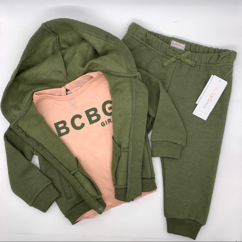 BCBG Girls Olive 3pc Matching Shirt & Sweats